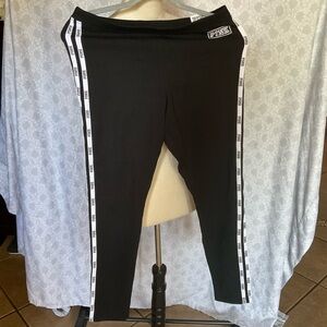 PINK Victoria's Secret Black and White Leggings with Side Stripes